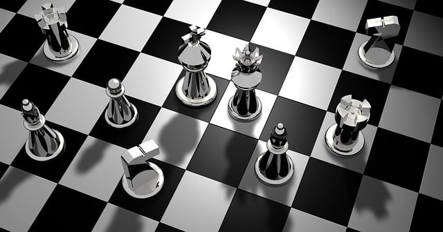 A chess board with pieces